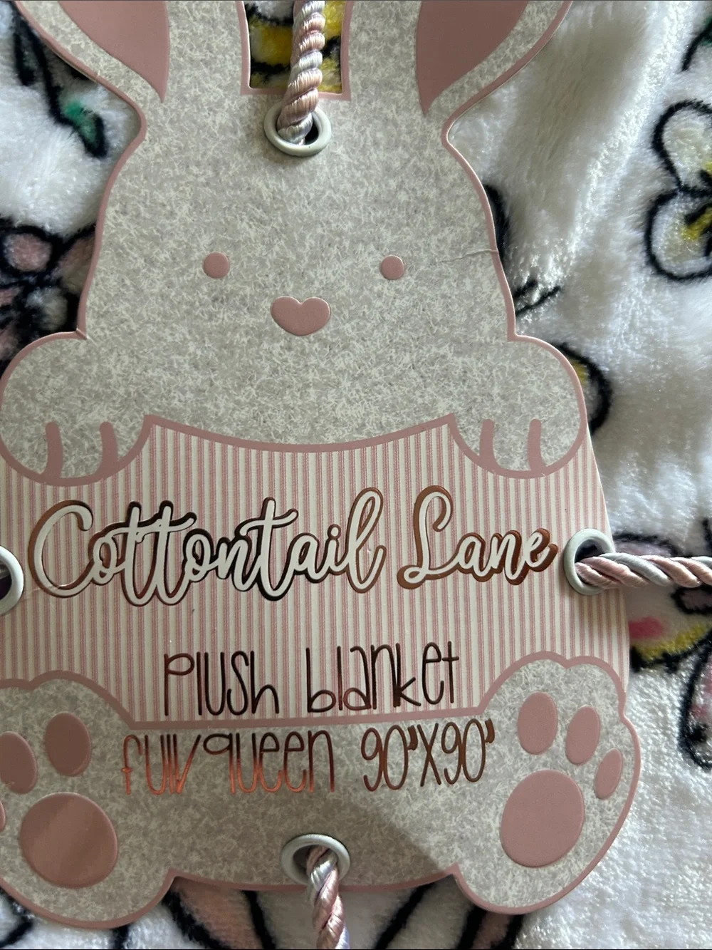 Plush Bunny Floral Throw Blanket - White
